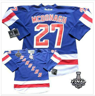 New York Rangers #27 Ryan McDonagh Blue Home With 2014 Stanley Cup Finals Stitched NHL Jersey