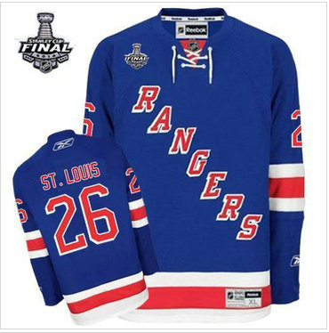 New York Rangers #26 Martin St.Louis Blue Home With 2014 Stanley Cup Finals Stitched NHL Jersey