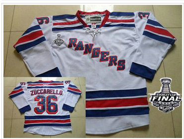 New York Rangers #36 Mats Zuccarello White Road With 2014 Stanley Cup Finals Stitched NHL Jersey