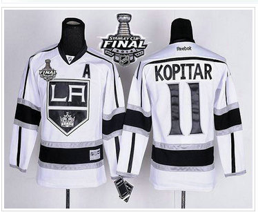 Youth NHL Los Angeles Kings #11 Anze Kopitar White Road 2014 Stanley Cup Finals Stitched Youth NHL Jersey