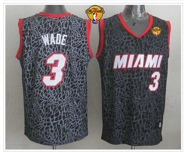 Miami Heat #3 Dwyane Wade Black Crazy Light Finals Patch Stitched NBA Jersey