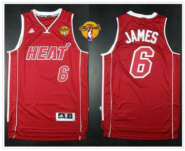Miami Heat #6 LeBron James Red Pride Swingman Finals Patch Stitched NBA Jersey
