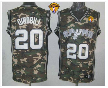 San Antonio Spurs #20 Manu Ginobili Camo Stealth Collection Finals Patch Stitched NBA Jersey