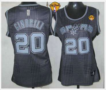 Women NBA Spurs #20 Manu Ginobili Black With Finals Patch Rhythm Fashion Stitched NBA Jersey