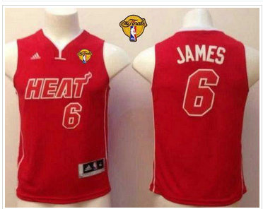 Youth NBA Miami Heat #6 LeBron James Red Pride Swingman Finals Patch NBA Jersey