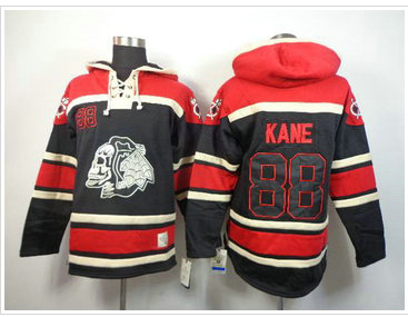 Chicago Blackhawks #88 Patrick Kane Black Sawyer Hooded Sweatshirt Stitched NHL Jersey