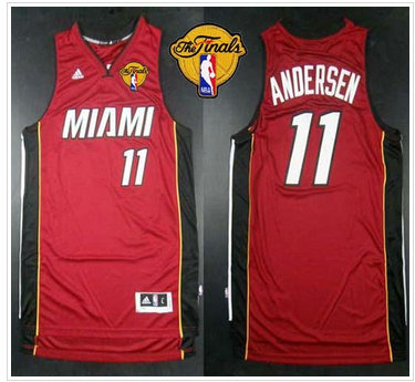 Revolution 30 Miami Heat #11 Chris Andersen Red Finals Patch Stitched NBA Jersey