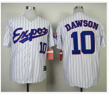 Montreal Expos #10 Andre Dawson White Blue Strip Mitchell and Ness 1982 Throwback Baseball Jersey Montreal Expos #10 Andre Dawson White Blue Strip Mitchell and Ness 1982 Throwback Baseball Jersey