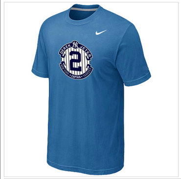New Derek Jeter New York Yankees Official Final Season Commemorative Logo T-Shirt light Blue