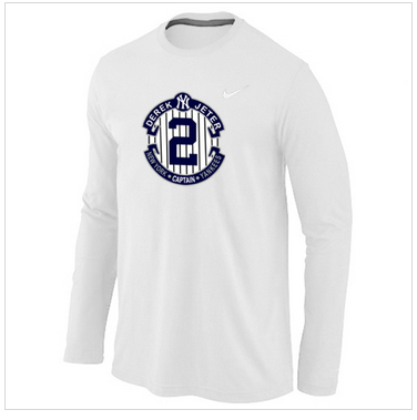 New Derek Jeter New York Yankees Official Final Season Commemorative Logo Long Sleeve T-Shirt White