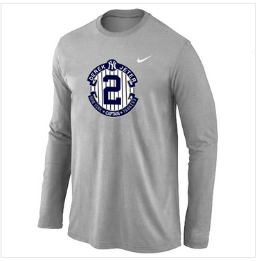 New Derek Jeter New York Yankees Official Final Season Commemorative Logo Long Sleeve T-Shirt Light Grey New Derek Jeter New York Yankees Official Final Season Commemorative Logo Long Sleeve T-Shirt Light Grey