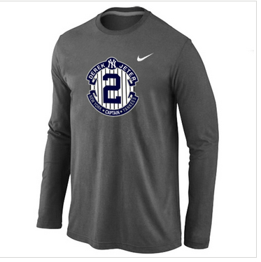 New Derek Jeter New York Yankees Official Final Season Commemorative Logo Long Sleeve T-Shirt Dark Grey