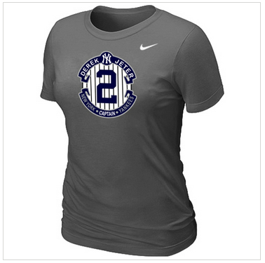 New Derek Jeter New York Yankees Official Final Season Commemorative Logo Women's Blended T-Shirt D.Grey