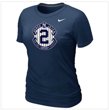 New Derek Jeter New York Yankees Official Final Season Commemorative Logo Women's Blended T-Shirt D.Blue