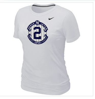 New Derek Jeter New York Yankees Official Final Season Commemorative Logo Women's Blended T-Shirt White