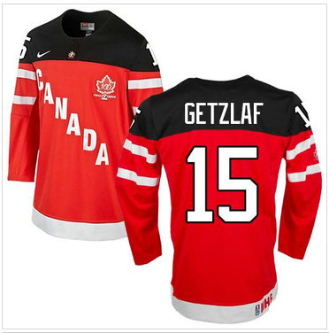 Team Canada Olympic #15 Ryan Getzlaf Red 100th Anniversary Stitched NHL Jersey