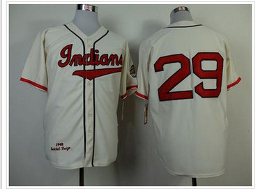 Cleveland Indians Mitchell and Ness 1948 #29 Satchel Paige Cream Throwback Jersey Cleveland Indians Mitchell and Ness 1948 #29 Satchel Paige Cream Throwback Jersey