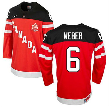 Olympic CA. #6 Shea Weber Red 100th Anniversary Stitched NHL Jersey