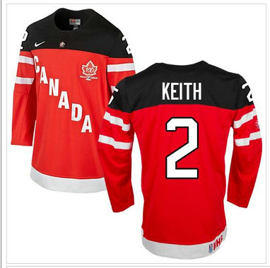 Olympic CA. #2 Duncan Keith Red 100th Anniversary Stitched NHL Jersey