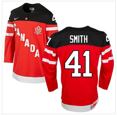 Olympic CA. #41 Mike Smith Red 100th Anniversary Stitched NHL Jersey
