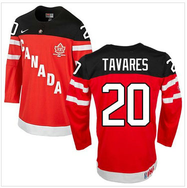 Olympic CA. #20 John Tavares Red 100th Anniversary Stitched NHL Jersey