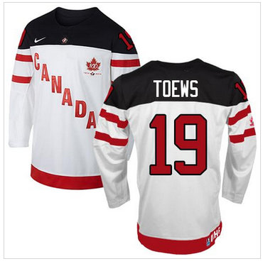 Olympic CA. #19 Jonathan Toews White 100th Anniversary Stitched NHL Jersey