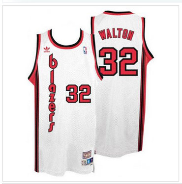 Portland Trail Blazers #32 Bill Walton White Throwback Stitched NBA Jersey