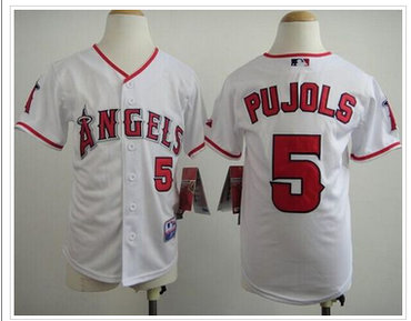 Youth MLB Los Angeles Angels #5 Albert Pujols White Baseball Jersey