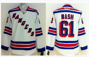 Youth NHL New York Rangers #61 Rick Nash White Stitched Jersey