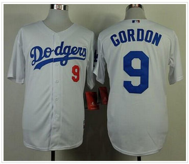 Los Angeles Dodgers #9 Dee Gordon White Cool Base Stitched Baseball Jersey