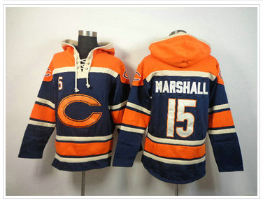 Chicago Bears #15 Brandon Marshall Orange-Blue Sawyer Hooded Sweatshirt Stitched Jersey