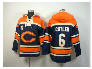 Chicago Bears #6 Jay Cutler Orange-Blue Sawyer Hooded Sweatshirt Stitched Jersey