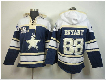 Dallas Cowboys #88 Dez Bryant White-Blue Sawyer Hooded Sweatshirt Stitched Jersey