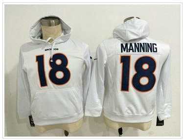 Denver Broncos #18 Peyton Manning White Pullover NFL Hoodie