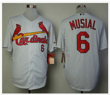 St.Louis Cardinals #6 Stan Musial White Cool Base Stitched Baseball Jersey
