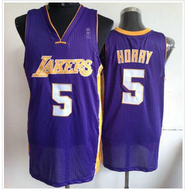 Los Angeles Lakers #5 Robert Horry Purple Throwback Stitched NBA Jersey