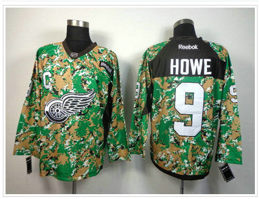 Detroit Red Wings #9 Howe Camo Veterans Day Practice NHL Jersey