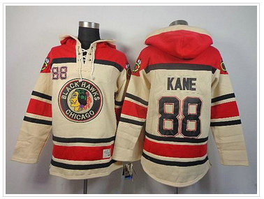 Chicago Blackhawks #88 Patrick Kane Cream Sawyer Hooded Sweatshirt NHL Jersey