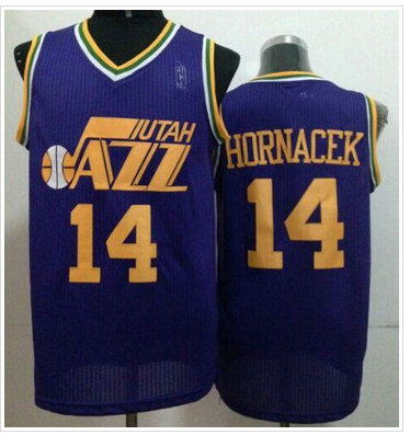 Utah Jazz #14 Jeff Hornacek Purple Throwback Stitched NBA Jersey
