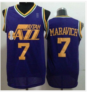 Utah Jazz #7 Pete Maravich Purple Throwback Stitched NBA Jersey