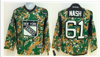 Youth NHL New York Rangers #61 Rick Nash Camo Veterans Day Practice NHL Jersey