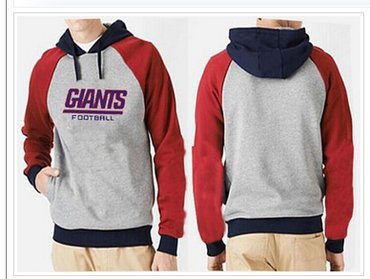 New York Giants Authentic Logo Pullover Hoodie Grey & Red