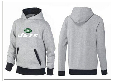 New York Jets Authentic Logo Pullover Hoodie Grey & Black