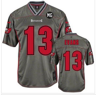 NEW Buccaneers #13 Mike Evans Grey With MG Patch Stitched NFL Elite Vapor Jersey