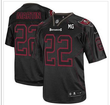 NEW Buccaneers #22 Doug Martin Lights Out Black With MG Patch Stitched NFL Elite Jersey