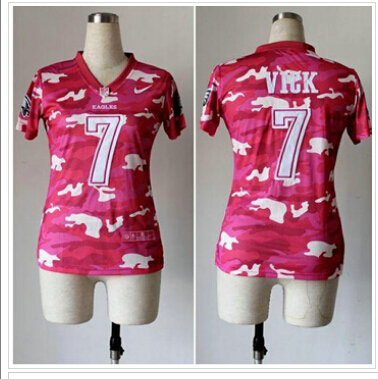 Women's NEW Eagles #7 Michael Vick Pink NFL Elite Camo Fashion Jersey