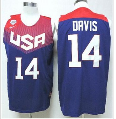 Nike 2014 Team USA #14 Anthony Davis Dark Blue Stitched NBA Jersey