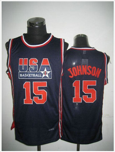 Team USA #15 Magic Johnson Dark Blue 2012 USA Basketball Retro Stitched NBA Jersey