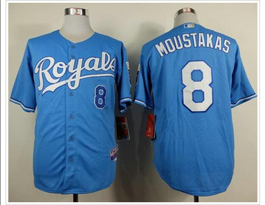 Kansas City Royals #8 Mike Moustakas Light Blue Alternate 1 Cool Base Stitched Baseball Jersey