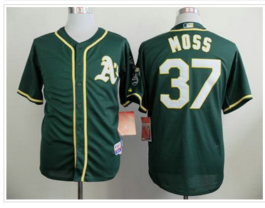 Oakland Athletics #37 Brandon Moss Green Cool Base Stitched Baseball Jersey